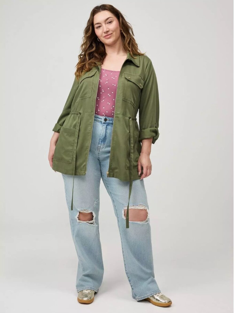 Green Lightweight Twill Anorak Jacket Size 3 - Picture 2 of 8